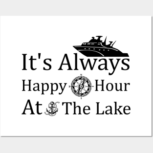 Happy Hour At The Lake Boat Cruising Posters and Art